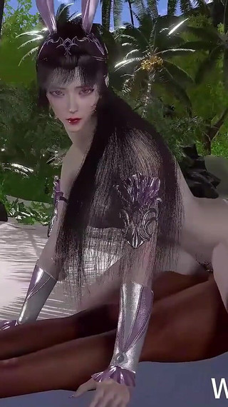 3D Sexy Cosplay Asian Model Cheating with Big Dick on the Beach