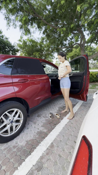 Parking Lot Strip Before the Sun Hits