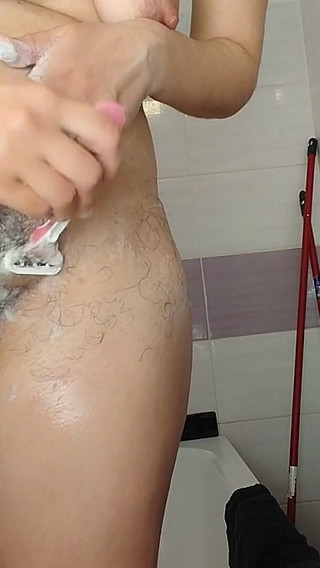 Sexy Amateur Wife Shaving Her Hairy Pussy. Hairy Pussy Wife, Big Ass, Big Tits