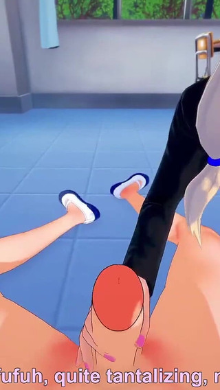 Blonde-haired Girl Caught Grinding the Table, Gets Disciplined by a Man - Koikatsu