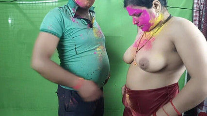 Pooja Bhabhi Called Her Neighbor's Stepbrother and Had a Great Fuck After Applying Gulal