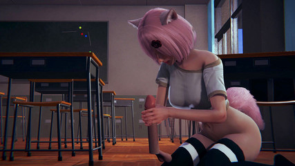 Neko collegegirl jerks off your cock