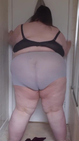 SSBBW shower striptease, lets get naked