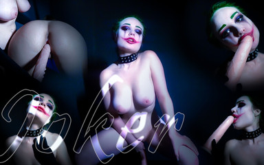 Crazy Joker Girl Riding on Dildo and Pussy Fucking Dildo Slave Babe with Big Ass