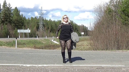 Naughty babe on the road