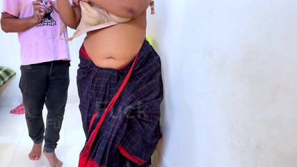 When Telugu Stepaunty Wearing Saree Without Blouse Went to the Shop to Buy Bra, Shopkeeper Fucks Her While She Trial the Bra - Cum