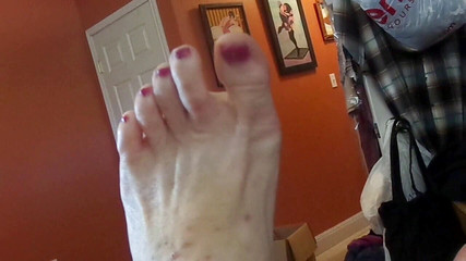Nurse Vicki red toenails foot fetish POV