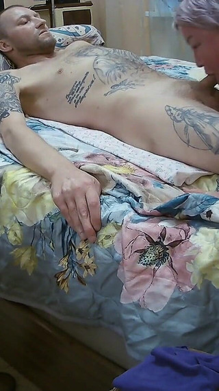 Stepmom Sucks Stepson's Dick and Watches Him Cum