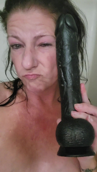 MILF Masturbates with Big Black Dildo From a Fan Who Didn't Think I Could Take It