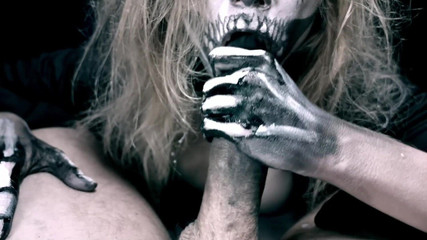 Skeleton Girl Sucks Cock. Horror Halloween