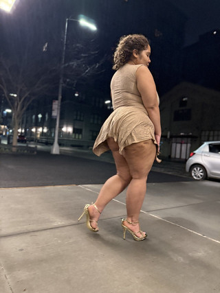 Boricua Mami Thick Legs Fat Ass Big Booty BBW Angie Love Lookalike Femdom Candid Walking with a Switch High Heels