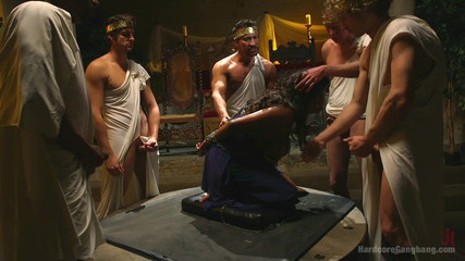 Nympho Goddess Whore Taken Down and Gangbanged by Greek Council!