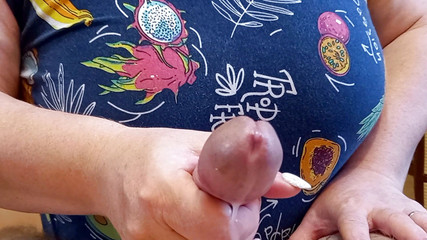 Blowjob and penis masturbation from mature fat woman 5