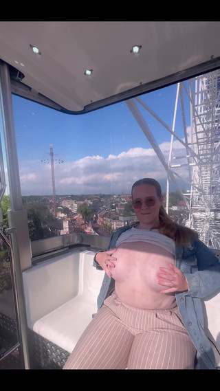 At the Carnival Flashing My Tits