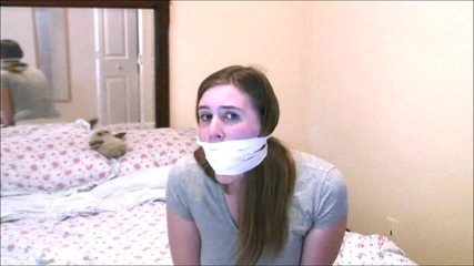Alex plays a damsel - part 2: Captured & sock gagged