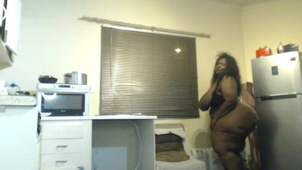 Black BBW Stripteasing and Big Dildo Blowjob