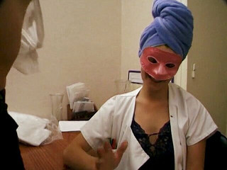 Masked chick loves blowing big dicks in POV