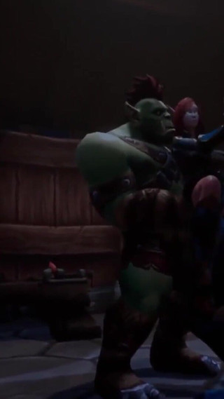 Elf double teamed by an Ork and a Troll