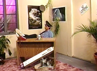 Glorious brunette babe with big tits gets plowed in her both holes