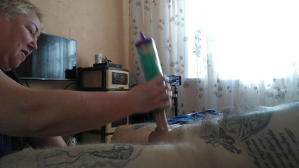 Helped me cum by jerking off my cock.