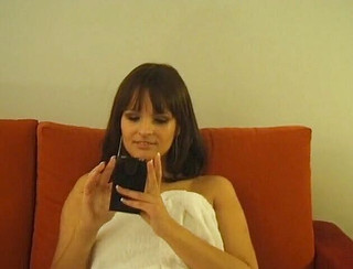 Sexy brunette at the interview