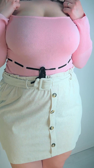 Wife with Big Breasts Plays in Front of the Camera