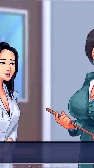 Summertime saga: MILF professor walks around the college with dildo in her pussy ep 73