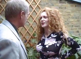 Ginger beauty banged by old fella