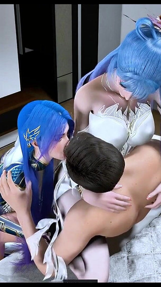 Threesome Megabyte Goddess with Bigtits - 3D Animation Hentai