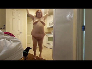 SSBBW Nurse Vicki stretching in her bedroom