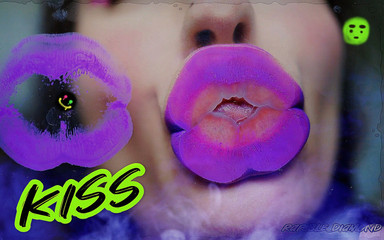 Hottest Goth Girl Kisses with Plump Purple Lips and Spit Fetish