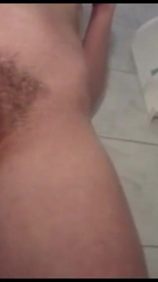 Hairy pussy masturbation dildo penetration in the bathroom