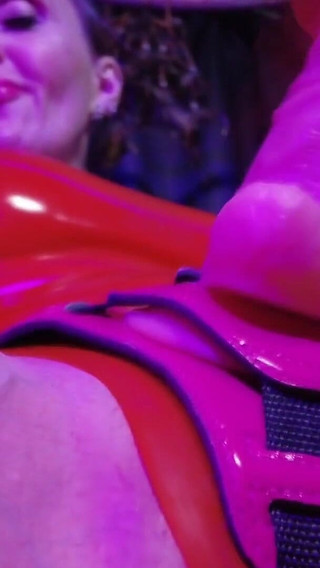 Red Rubber Dominatrix Eva Latex Femdom BDSM Solo Strapon Toys Big Ass MILF Fetish Hot Sexy