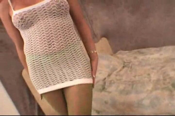 Starri Using Huge Glass Dildo Thru Her Sheer Tights