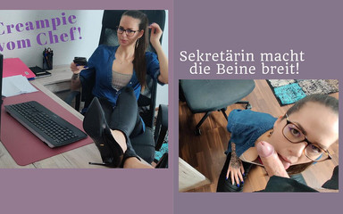Creampie From the Boss! Secretary Nora Spreads Her Legs