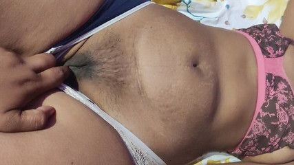 Hot Stepmother Pussy Fingering and Handjob to Stepson on Bed so Hot and Sexy Pussy