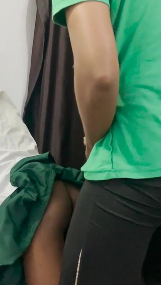 Petite African Teen Lovet Rides Cowgirl and Takes Big Dick Standing in School Uniform