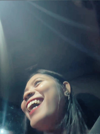 Show Big Boobs in Car When Going to Drive.