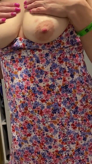 Updress Teasing with Sexy Natural Tits and Hairy Pussy