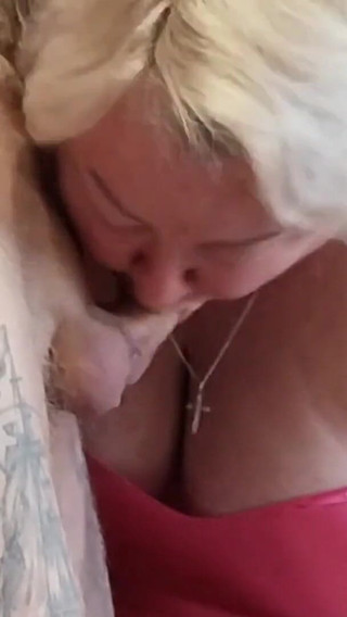 In the Kitchen, Mother-in-law Sucks off a Dick, Jerks It off and Watches the Sperm