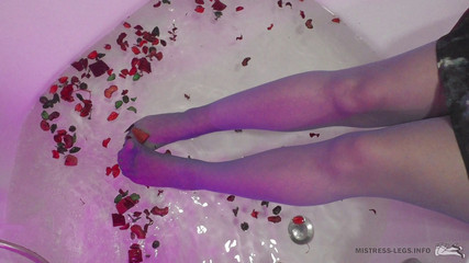 Mistress feet in blue nylons tease you