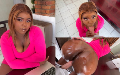 Submissive Black Secretary Gets Fucked and Creampied by Her White Boss