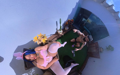 VR Bonus Scene Chubby Rabbit Playing with Carrot. Chubbybigbusty