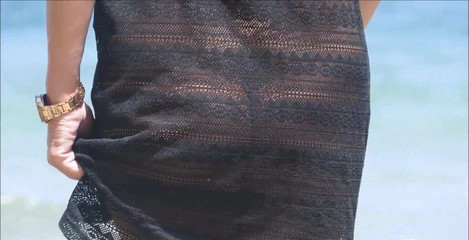 Walking along the beach front in a see through dress and no panties, i remove my dress