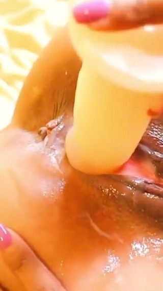 Busty Latina Homemade Pussy Gape and Big Dildo Playing POV