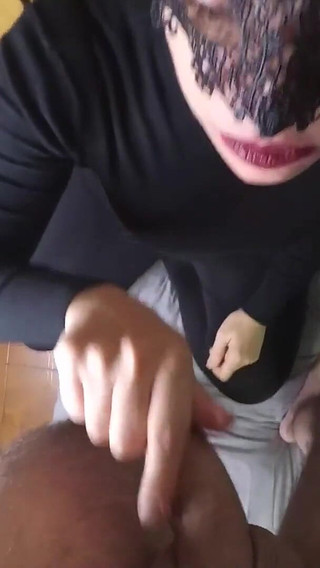 Cum on Black Lace Mask