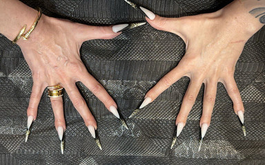 The New Nail Shape Is Even Longer, Sharp Stilettos, Long Fingers, Cream Hands, Jewelry