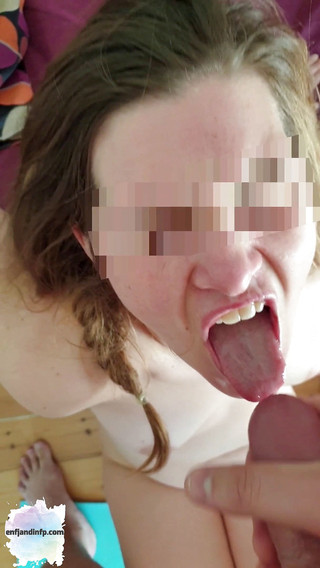 Teen getting fucked from behind and then facialized