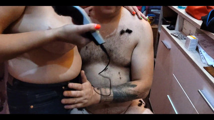 Barber Babe with Perfect Natural Tits