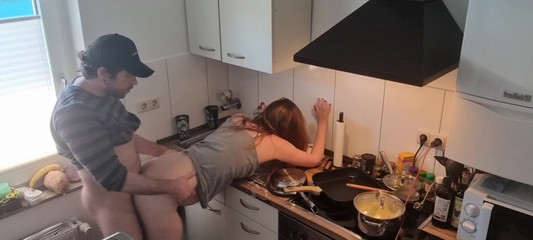 18yo Teen Stepsister Fucked in the Kitchen While All Is Not Home
